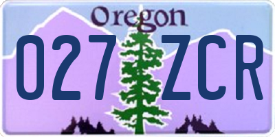 OR license plate 027ZCR