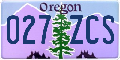 OR license plate 027ZCS