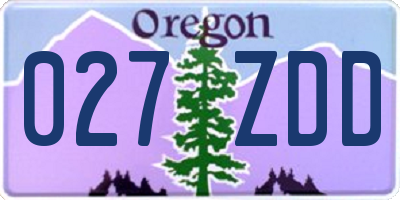 OR license plate 027ZDD
