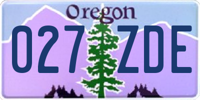 OR license plate 027ZDE