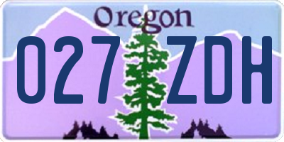 OR license plate 027ZDH