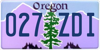OR license plate 027ZDI