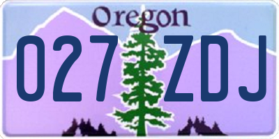 OR license plate 027ZDJ