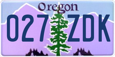 OR license plate 027ZDK