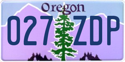 OR license plate 027ZDP