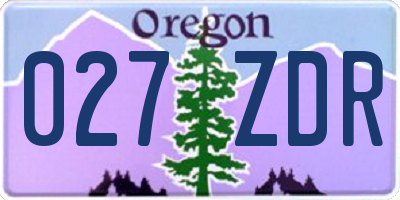 OR license plate 027ZDR