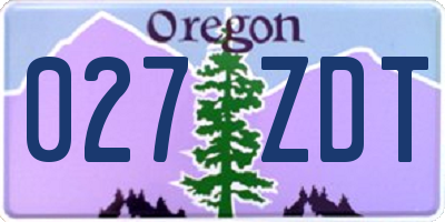 OR license plate 027ZDT
