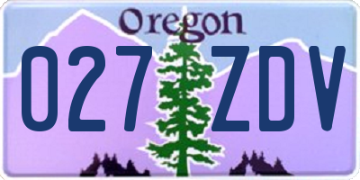 OR license plate 027ZDV