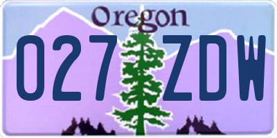 OR license plate 027ZDW