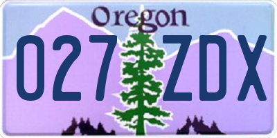 OR license plate 027ZDX