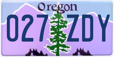 OR license plate 027ZDY