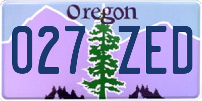 OR license plate 027ZED