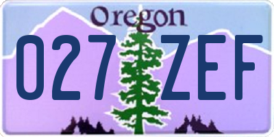 OR license plate 027ZEF