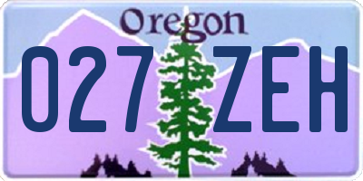 OR license plate 027ZEH