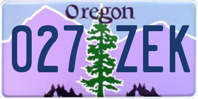 OR license plate 027ZEK