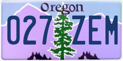 OR license plate 027ZEM