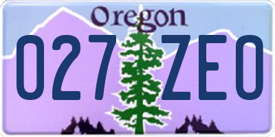 OR license plate 027ZEO