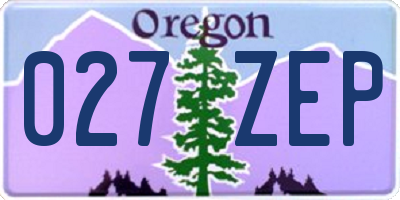OR license plate 027ZEP