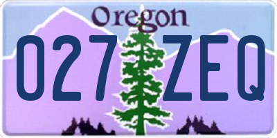 OR license plate 027ZEQ