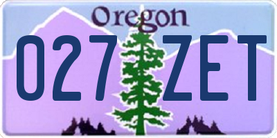 OR license plate 027ZET