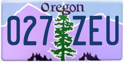 OR license plate 027ZEU