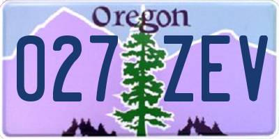 OR license plate 027ZEV