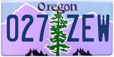 OR license plate 027ZEW