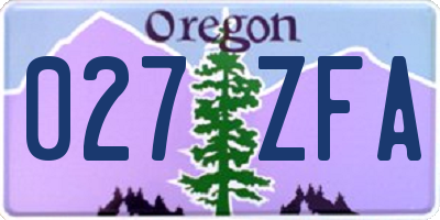 OR license plate 027ZFA