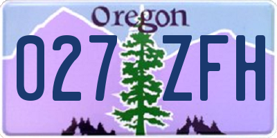 OR license plate 027ZFH