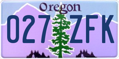OR license plate 027ZFK