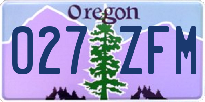 OR license plate 027ZFM