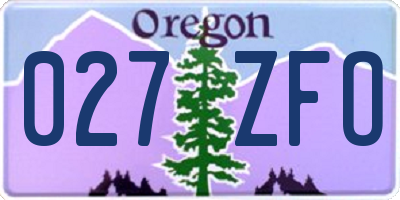 OR license plate 027ZFO