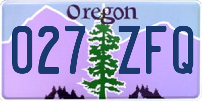 OR license plate 027ZFQ