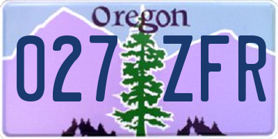 OR license plate 027ZFR