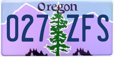 OR license plate 027ZFS
