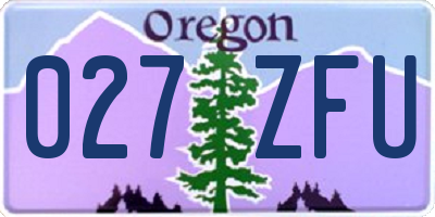 OR license plate 027ZFU