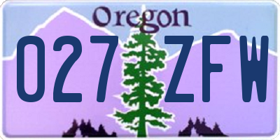 OR license plate 027ZFW