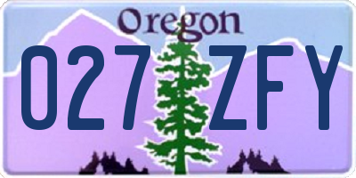 OR license plate 027ZFY