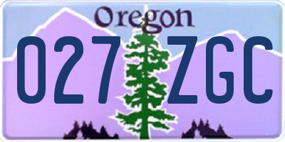 OR license plate 027ZGC