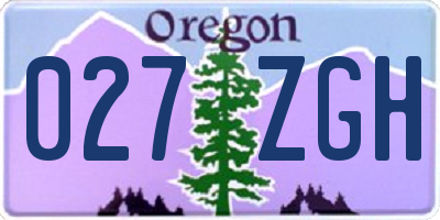 OR license plate 027ZGH