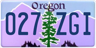 OR license plate 027ZGI