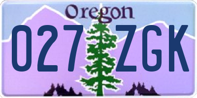 OR license plate 027ZGK