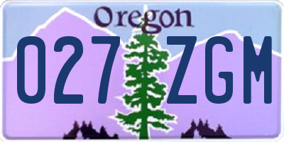 OR license plate 027ZGM