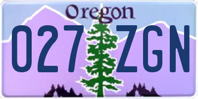 OR license plate 027ZGN