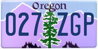 OR license plate 027ZGP