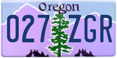 OR license plate 027ZGR