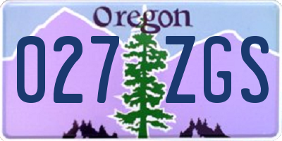 OR license plate 027ZGS