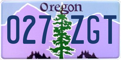 OR license plate 027ZGT