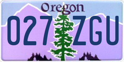 OR license plate 027ZGU