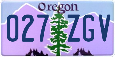 OR license plate 027ZGV